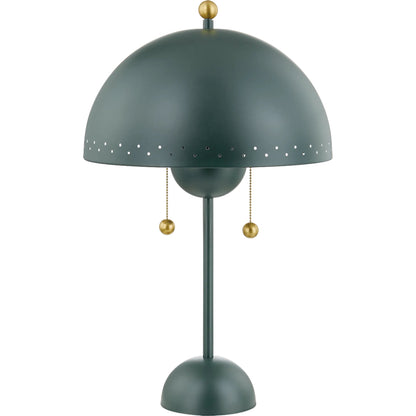 Jojo Table Lamp by Mitzi in aged brass, soft studio green. Made from steel in a eclectic & global style.