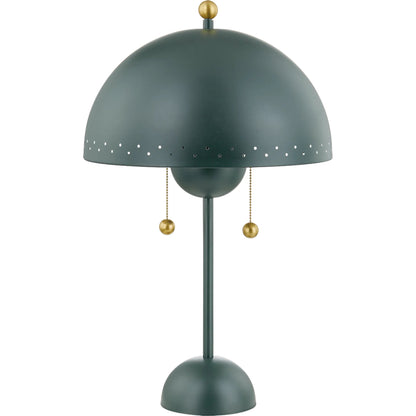 Jojo Table Lamp by Mitzi in aged brass, soft studio green. Made from steel in a eclectic & global style.