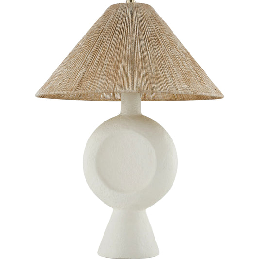 Centella Table Lamp by Mitzi in aged brass, white plaster. Made from cement in a unique style.