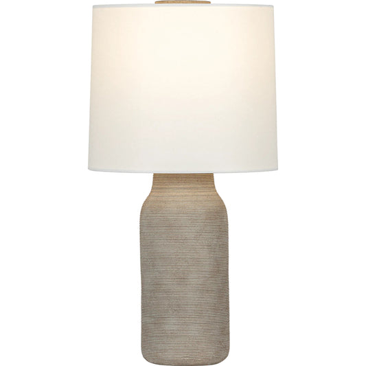 Stassi Table Lamp by Mitzi in aged brass, ceramic stria terra. Made from ceramic in a unique style.