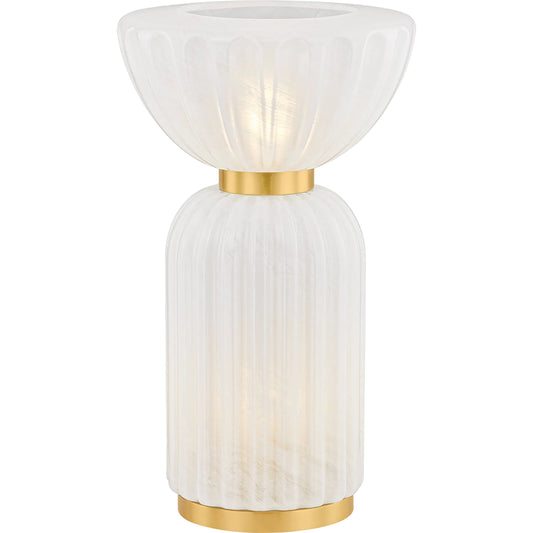 Cordelia Table Lamp by Mitzi in aged brass. Made from glass in a unique style.