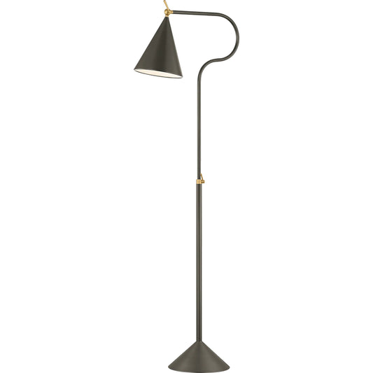 Harriet Floor Lamp by Mitzi in aged brass, true bronze. Made from steel in a unique style.