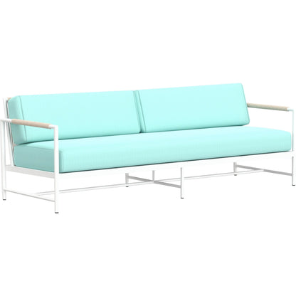 Sabbia Outdoor Sofa by Sunset West in white. Made from olefin rope in a coastal style.