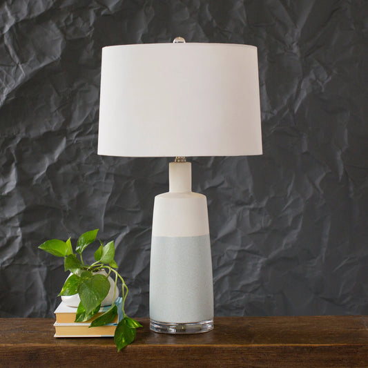 Healey - 21527 by Surya in ice blue, light gray and glazed. Made from linen, polyester, ceramic, acrylic, crystal, metal in a modern style.
