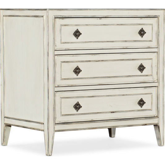 Anastasie Nightstand by Hooker Furniture in blanc. Made from oak veneers in a traditional style.