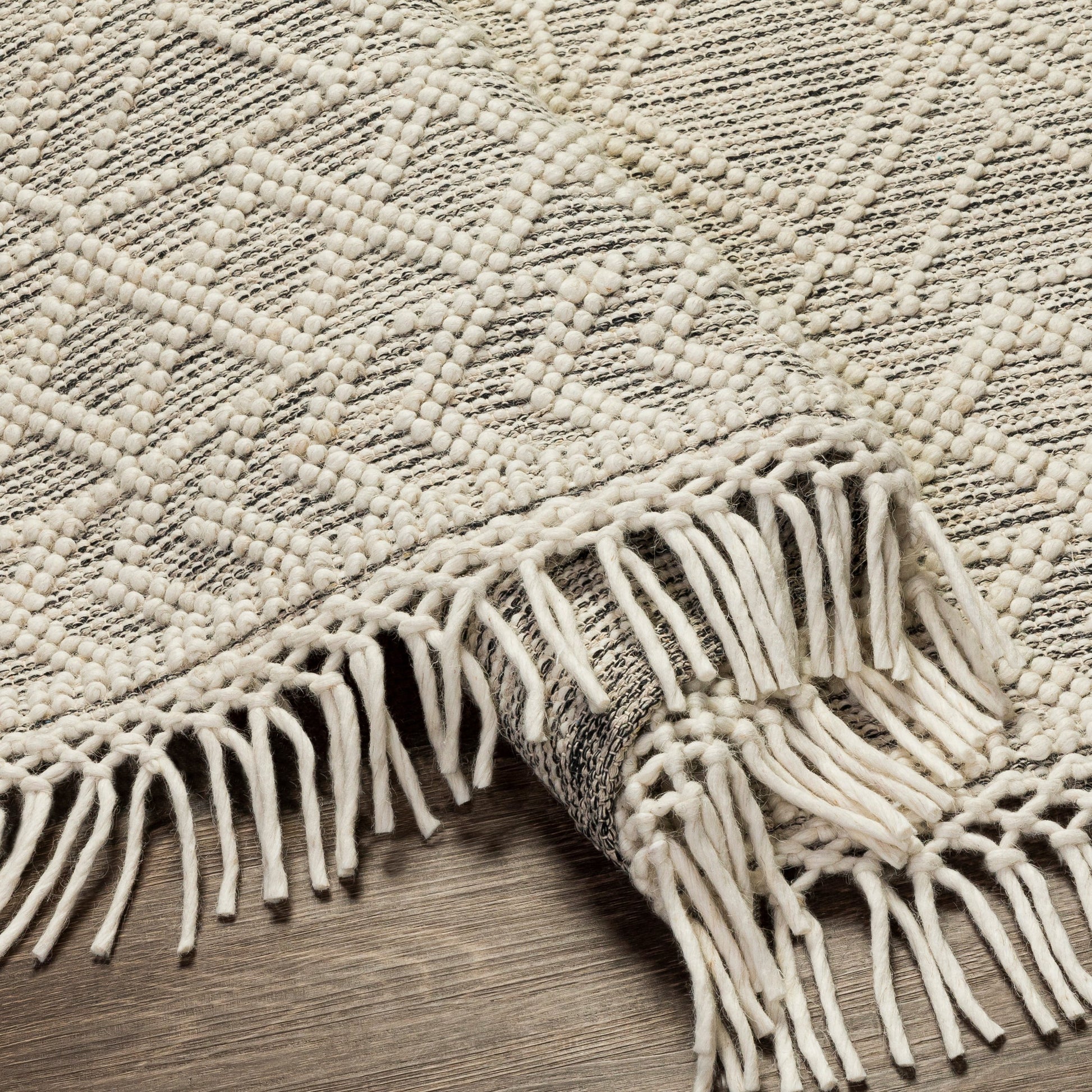 Hemingway HMG-2300 Rug by Livabliss in cream, black. Made from 70% wool, 30% polyester in a unique style.