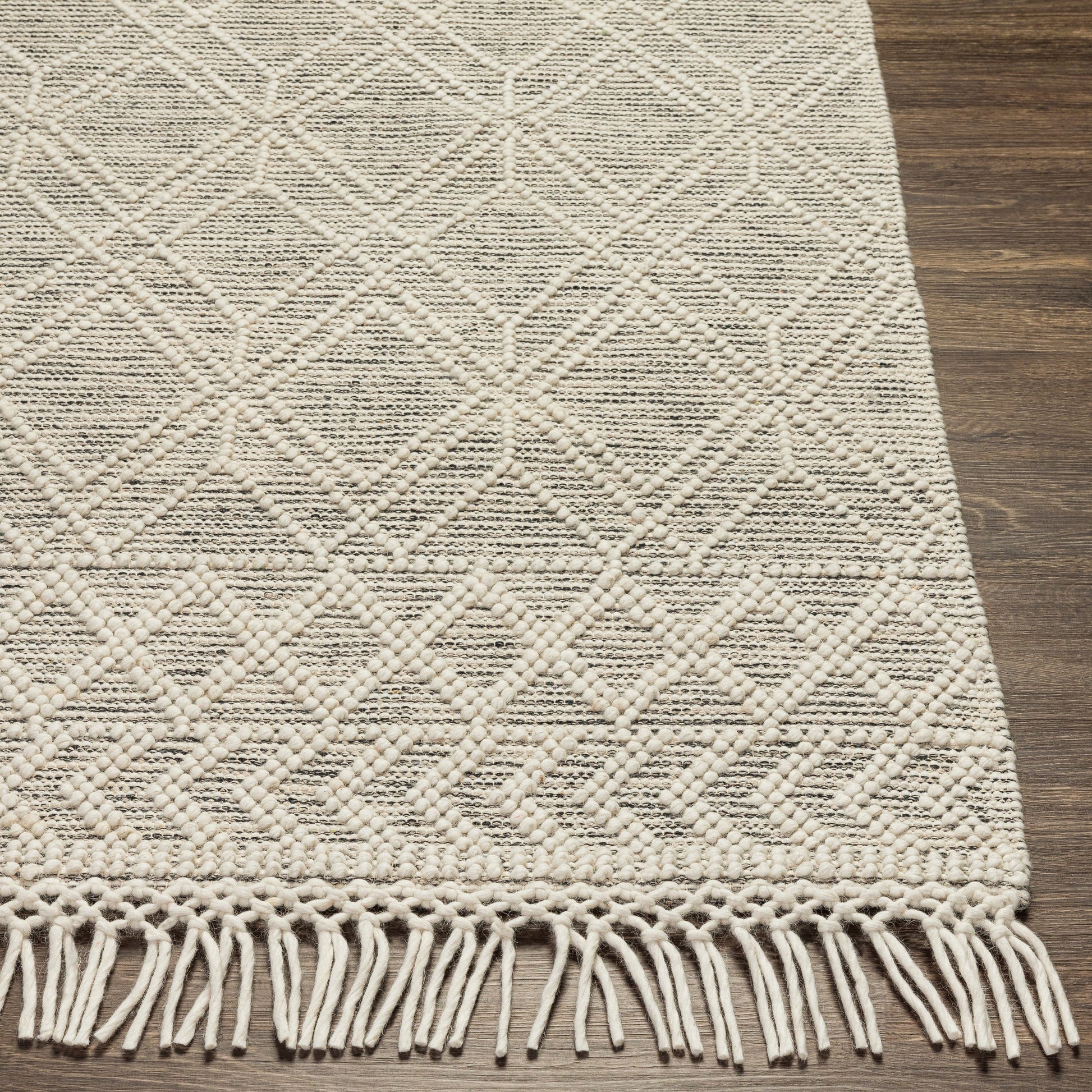 Hemingway HMG-2300 Rug by Livabliss in cream, black. Made from 70% wool, 30% polyester in a unique style.