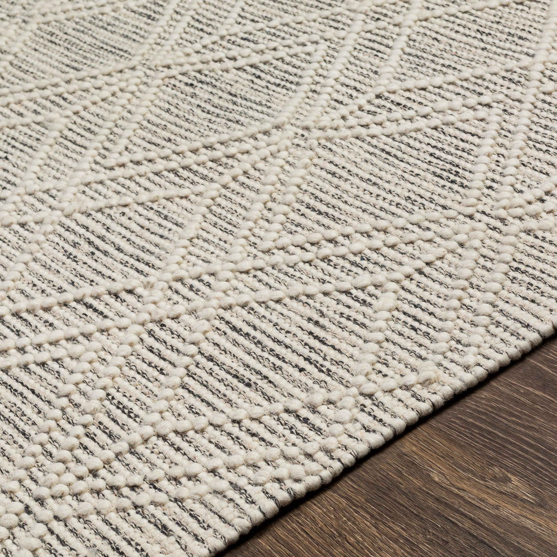 Hemingway HMG-2300 Rug by Livabliss in cream, black. Made from 70% wool, 30% polyester in a unique style.