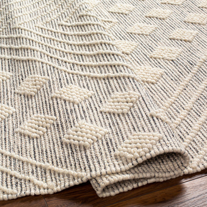 Hemingway HMG-2306 Rug by Livabliss in ivory, black. Made from 60% wool, 40% polyester in a unique style.