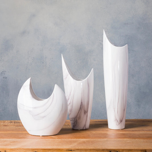 Hamilton - 19982 (Set of 3) by Livabliss in white and marbled. Made from ceramic in a modern style.