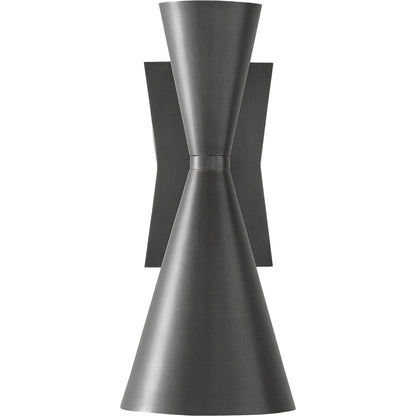 Gino Wall Sconce by Currey and Company in dark gray, white interior. Made from metal in a modern style.