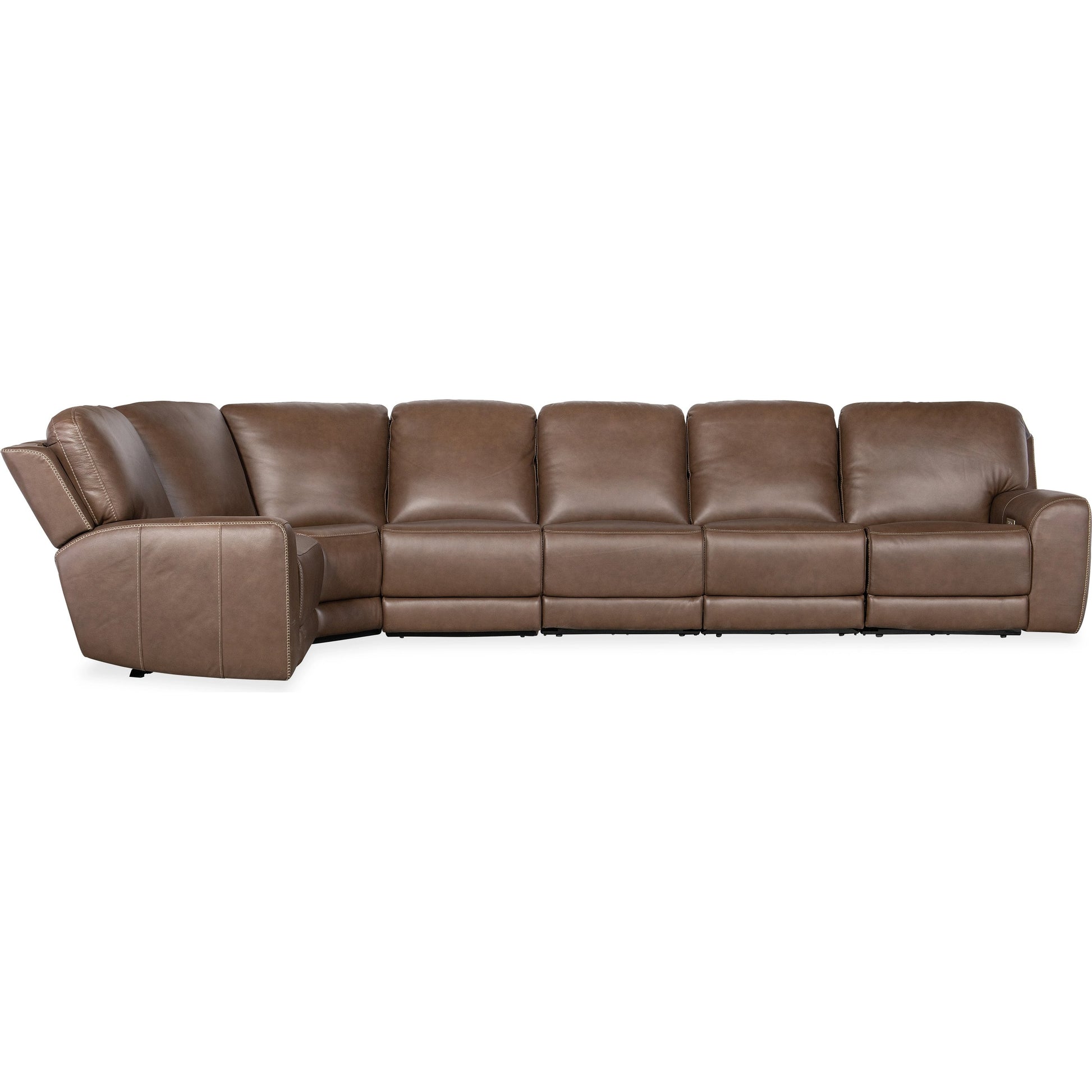 Torres 6 Piece Sectional by Hooker Furniture in sorrento mocha. Made from leather, sorrento mocha (semi-aniline top grain with splits) in a traditional style.
