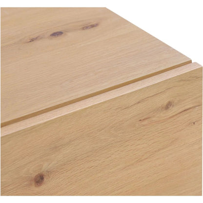 Shawn Nightstand by Moe's Home Collection in natural. Made from top, side, drawer head mdf, rustic oak 1mm veneer, pine wood, oak veneer 0.6mm, adjustable glide in a unique style.
