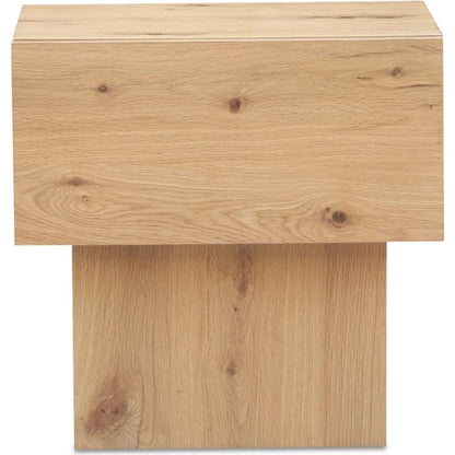 Shawn Nightstand by Moe's Home Collection in natural. Made from top, side, drawer head mdf, rustic oak 1mm veneer, pine wood, oak veneer 0.6mm, adjustable glide in a unique style.