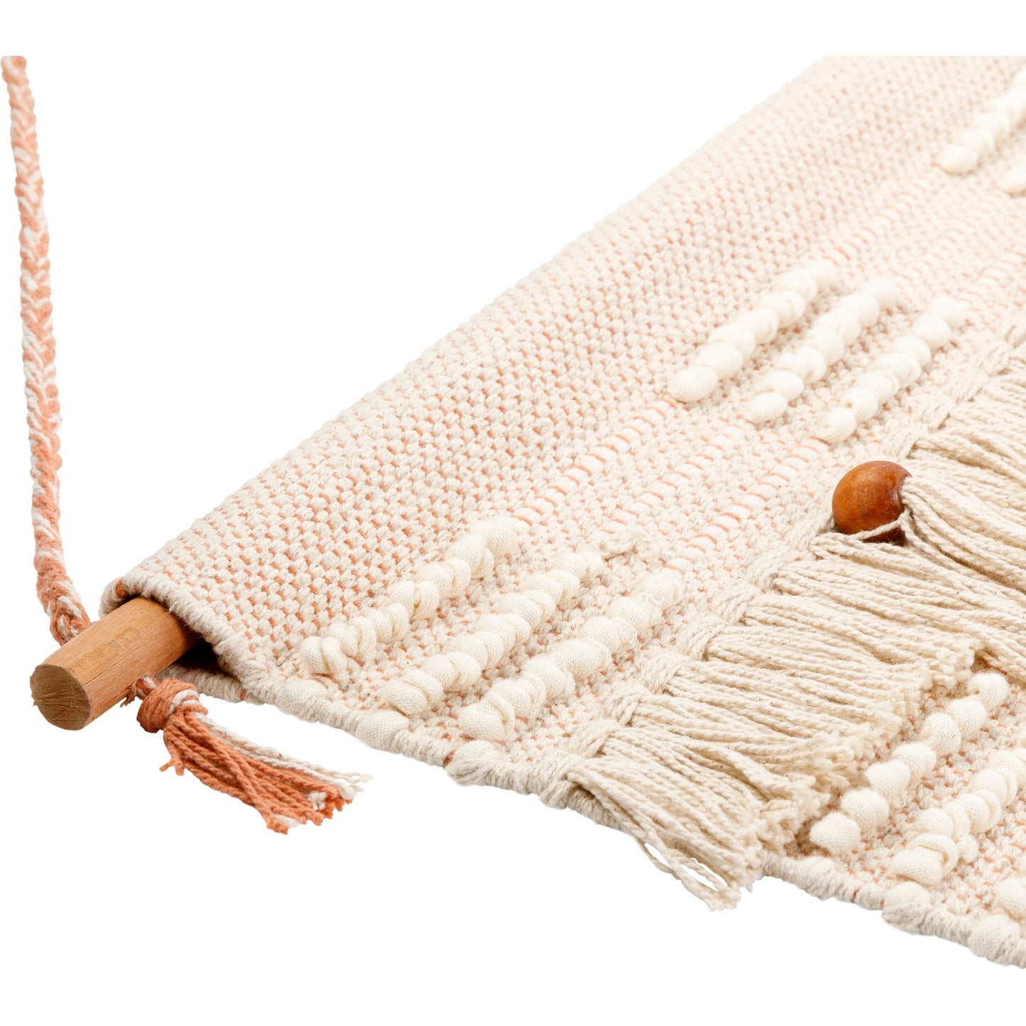 004 SI-1882499 | Closeup | Helena - 29505 by Surya in dusty coral, light beige. Made from 100% cotton, 100% wood in a eclectic & global style.