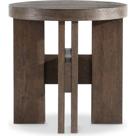 Outline Round Side Table by Bernhardt in cassel. Made from wood in a unique style.