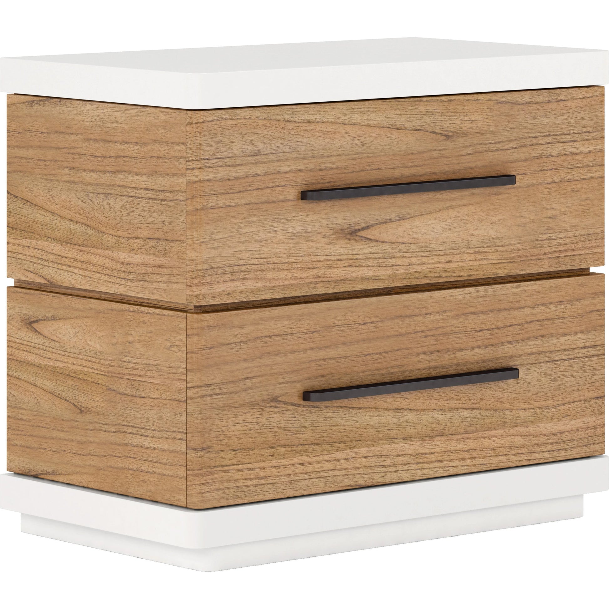 Portico Nightstand by A.R.T. Furniture in sienna, white plaster. Made from parawood solids, mindi veneers in a modern style.