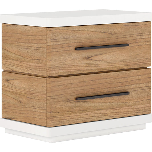 Portico Nightstand by A.R.T. Furniture in sienna, white plaster. Made from parawood solids, mindi veneers in a modern style.