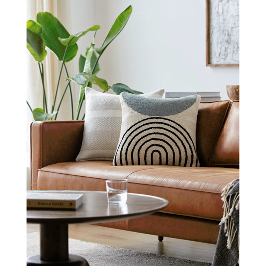 Hannover Pillow - 487821 by Surya in light silver, metallic - silver, black, silver. Made from front: 100% wool, back: 100% cotton in a modern style.