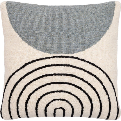 Hannover Pillow - 487821 by Surya in slate gray, ivory, jet black. Made from front: 100% wool, back: 100% cotton in a modern style.