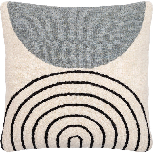Hannover Pillow - 487821 by Surya in light silver, metallic - silver, black, silver. Made from front: 100% wool, back: 100% cotton in a modern style.