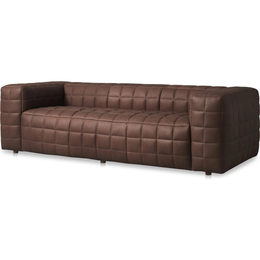 Callan Sofa by Moe's Home Collection. Made from full aniline leather, foam, fiber seat, pine, plywood frame, s-spring, elastic webbing suspension in a unique style.