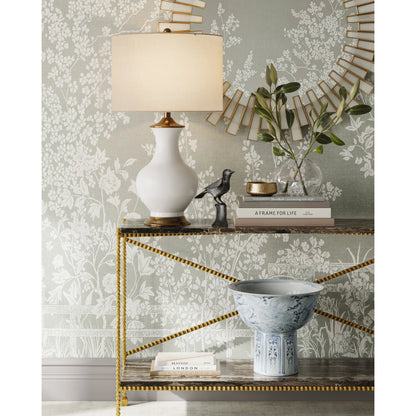 Flying Console Table by Currey and Company in natural, gold. Made from cappuccino stone, iron in a modern style.