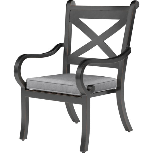 Monterey Outdoor Dining Chair by Sunset West in browns. Made from aluminum in a traditional style.