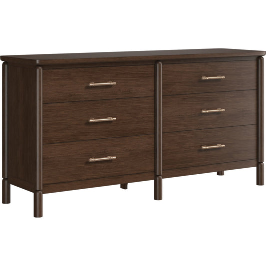 Verge Dresser by A.R.T. Furniture in handcrated walnut. Made from poplar solids, flat cut walnut veneers in a unique style.