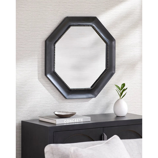 Hokkaido Accent Mirror - 539219 by Surya in frame: black and antiqued. Made from mango wood in a transitional style.