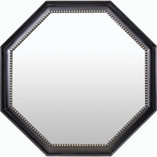 Hokkaido Accent Mirror - 539219 by Surya in frame: black and antiqued. Made from mango wood in a transitional style.