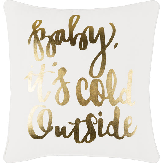 Holiday Pillow - 10842 by Surya in ivory, metallic gold. Made from 100% cotton in a modern style.