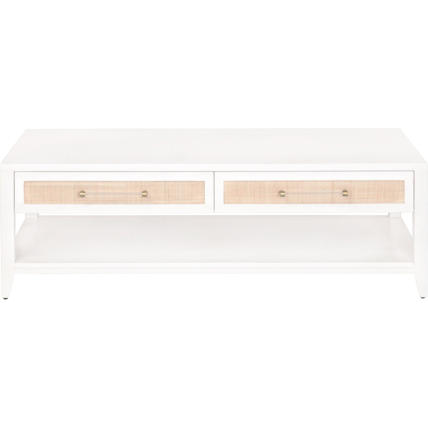 001 SR-837468 | Primary Silo | Holland Coffee Table by Essentials For Living in matte white, natural, brushed brass. Made from mdf, rattan in a transitional style.
