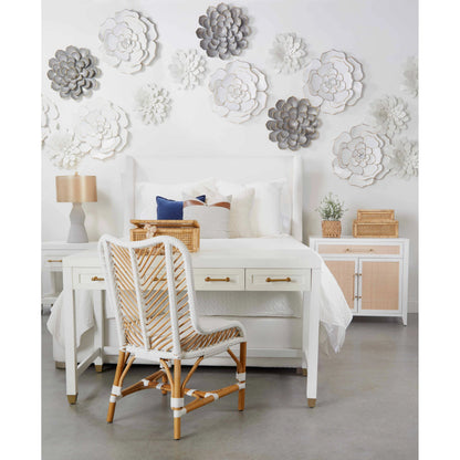 Holland Chest by Essentials For Living in matte white, natural, brushed brass. Made from mdf, rattan in a transitional style.