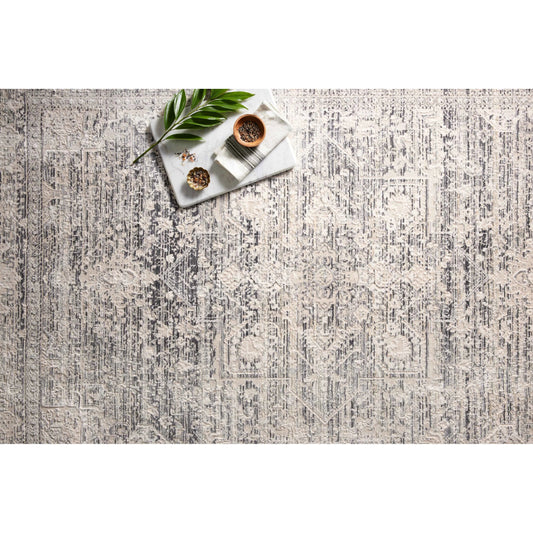 HOM-04 by Loloi in ivory, gray. Made from 75% polyester, 25% viscose in a transitional style.