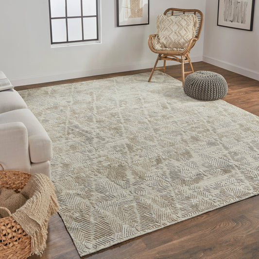 Elias Rug - 6718F by Feizy in gray, taupe. Made from viscose, wool in a unique style.