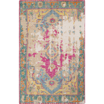 Hoboken Rug - 21667 by Surya in rust, dark blue, red, tan, teal, mustard. Made from 100% wool in a unique style.