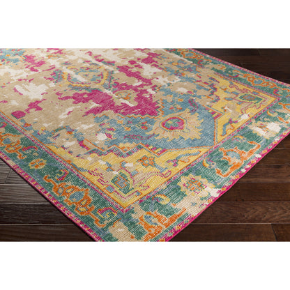 Hoboken Rug - 21667 by Surya in rust, dark blue, red, tan, teal, mustard. Made from 100% wool in a unique style.