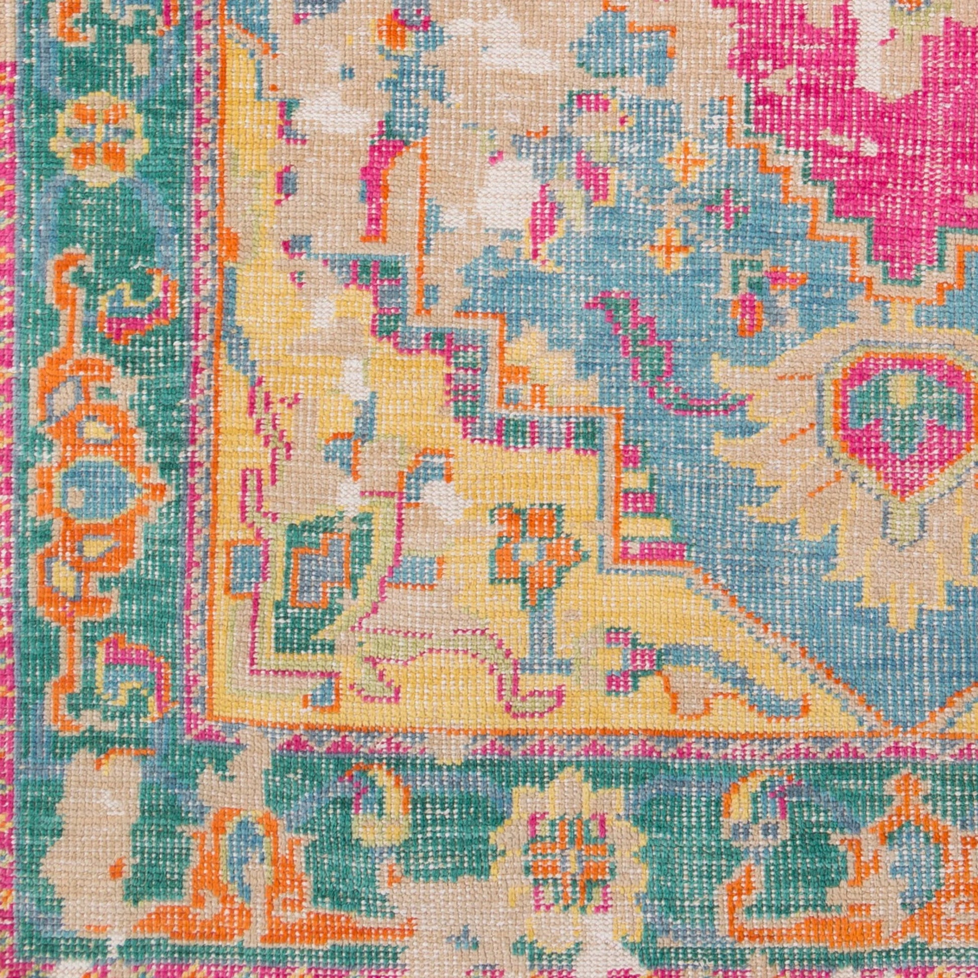 Hoboken Rug - 21667 by Surya in rust, dark blue, red, tan, teal, mustard. Made from 100% wool in a unique style.