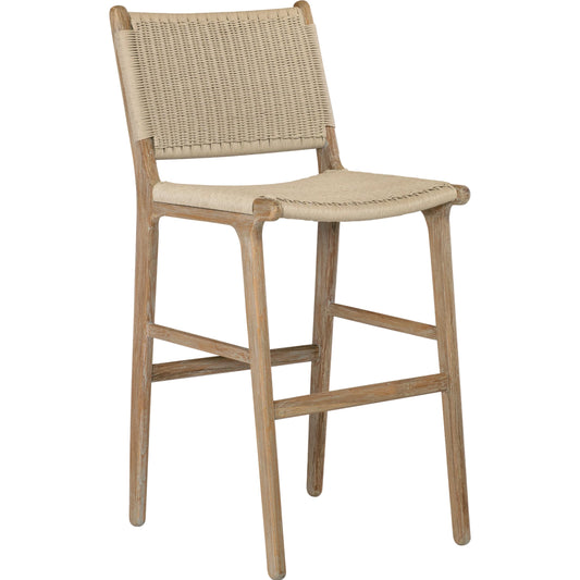 Sedona Outdoor Barstool by Sunset West in teak. Made from teak in a coastal style.