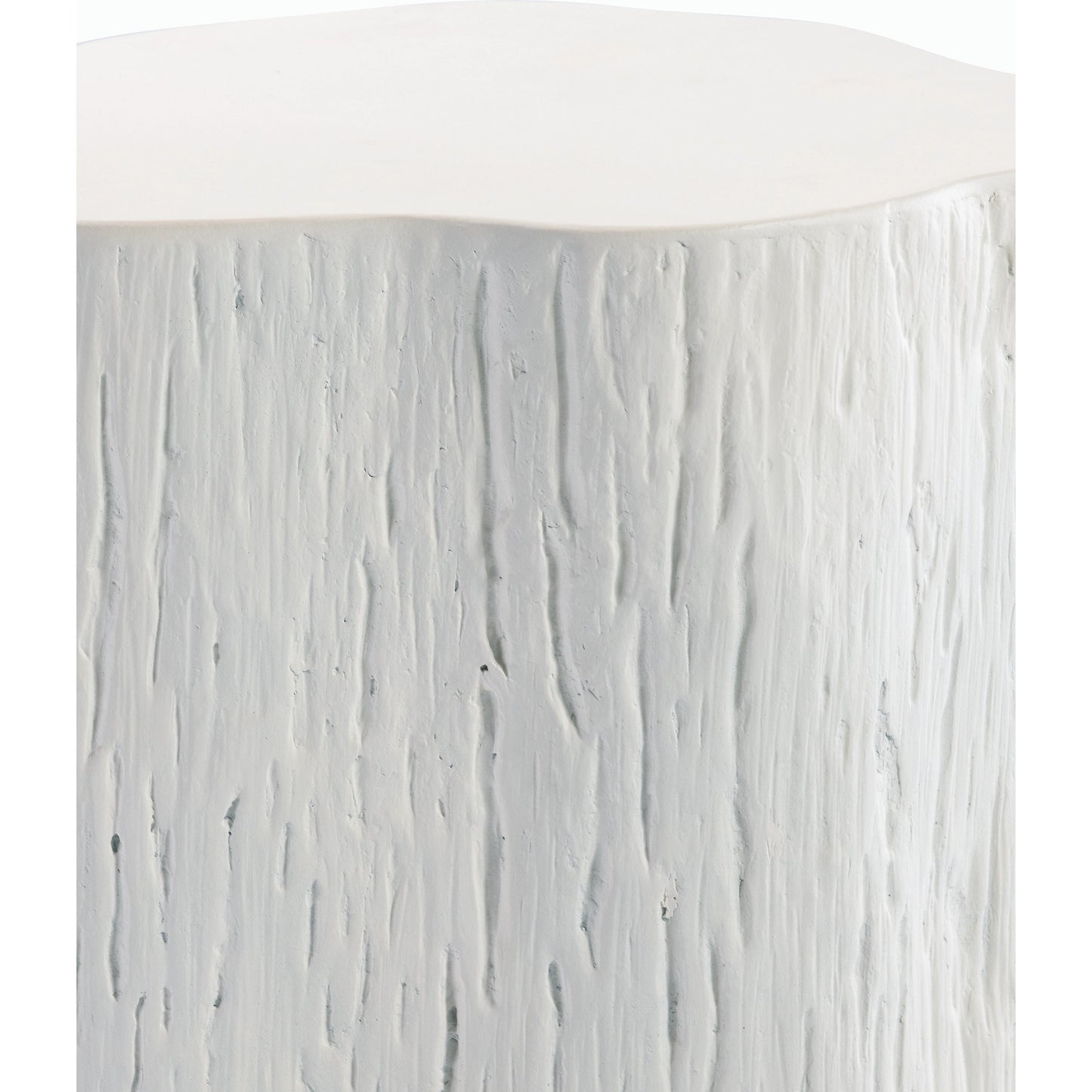 002 SI-2167268 | Closeup | Tree Outdoor Trunk End Table by Sunset West in bone. Made from gfr concrete in a modern style.