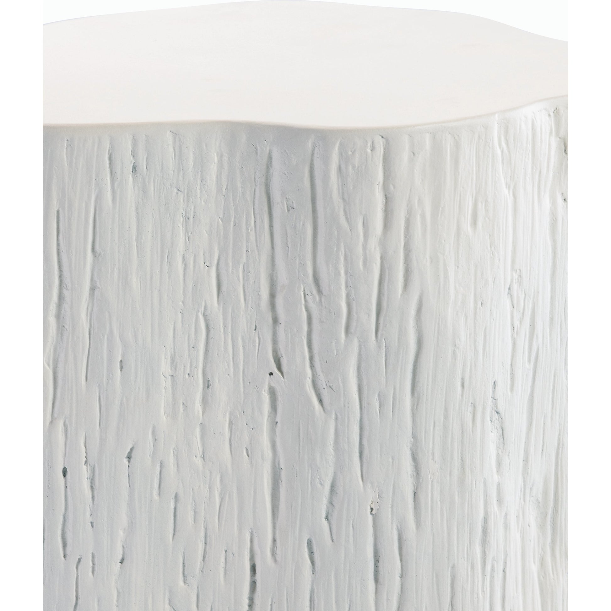 Tree Outdoor Trunk End Table by Sunset West in bone. Made from gfr concrete in a modern style.