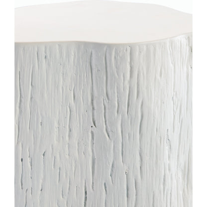 Tree Outdoor Trunk End Table by Sunset West in bone. Made from gfr concrete in a modern style.