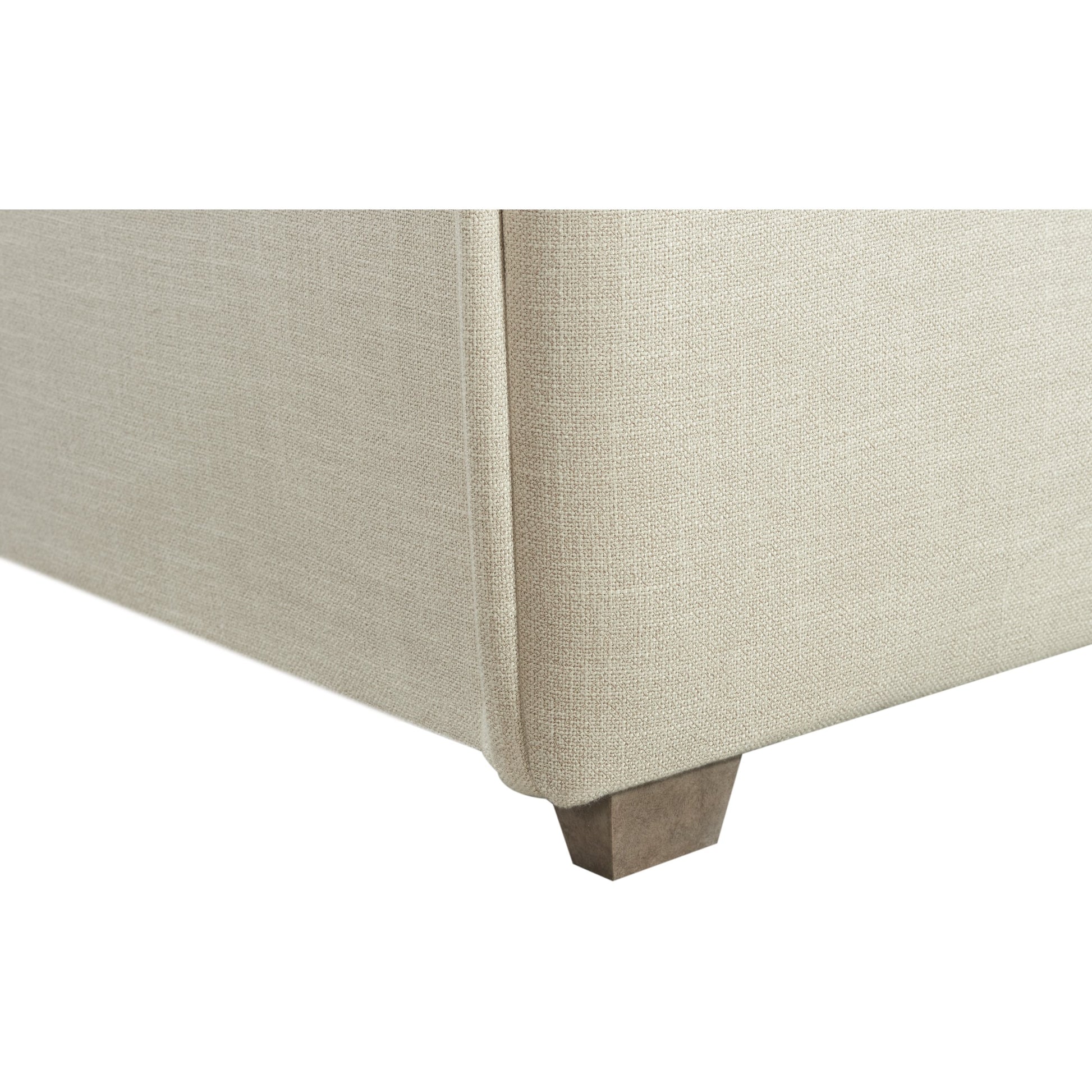 Zest Flanged Upholstered Bed by Zest in beige, flax and cream. Made from rubberwood, fabric in a modern style.
