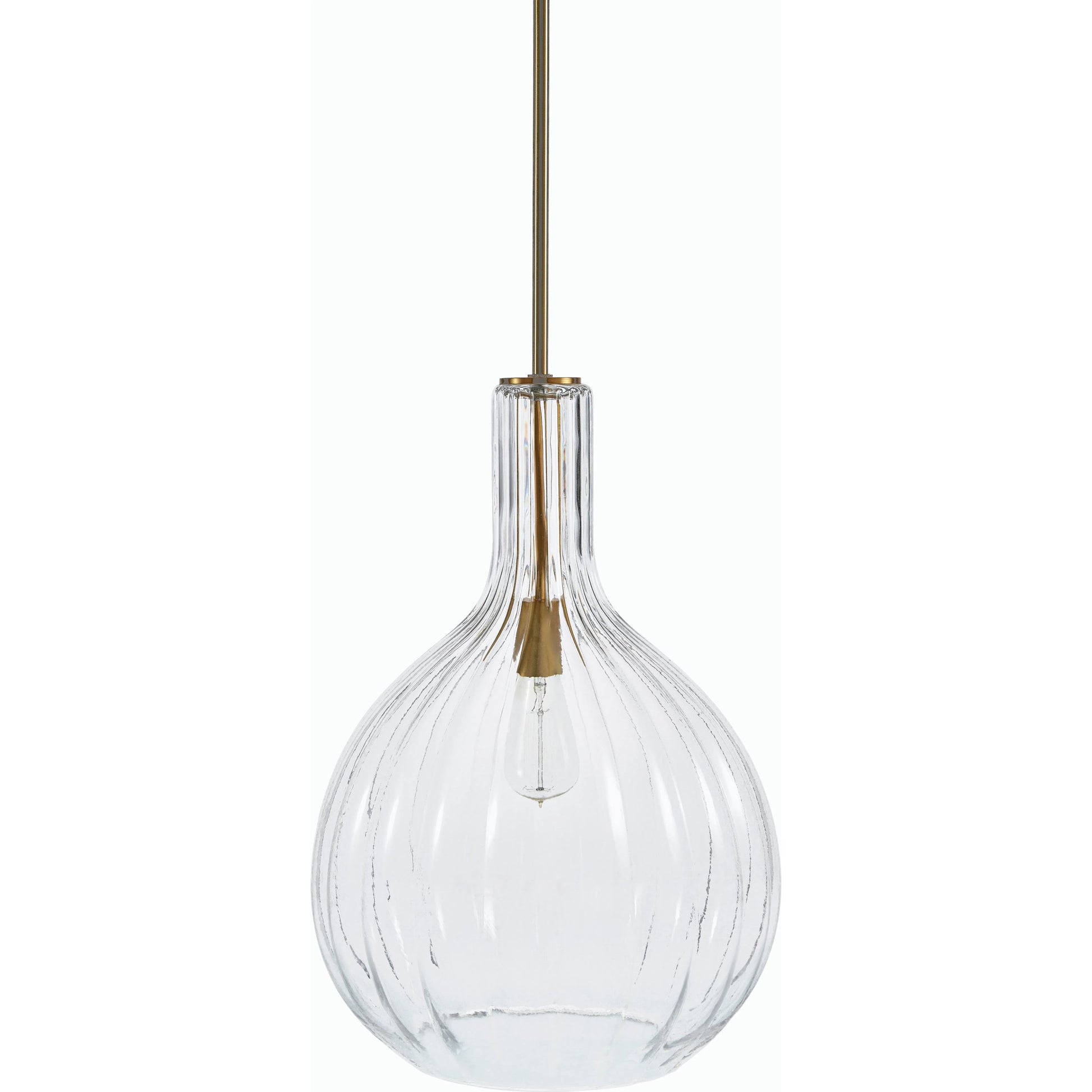 Harpo Pendant - 536164 by Surya in fixture: gold, shade: clear, cord: white and paintedelectroplatedmetallic. Made from iron, glass in a modern style.