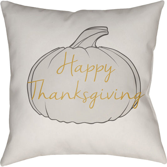 Happy Thanksgiving Pillow - 24967 by Livabliss. Made from front: 100% polyester, back: 100% polyester in a modern style.