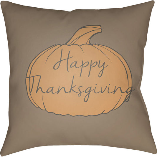 Happy Thanksgiving Pillow - 24967 by Livabliss. Made from front: 100% polyester, back: 100% polyester in a modern style.