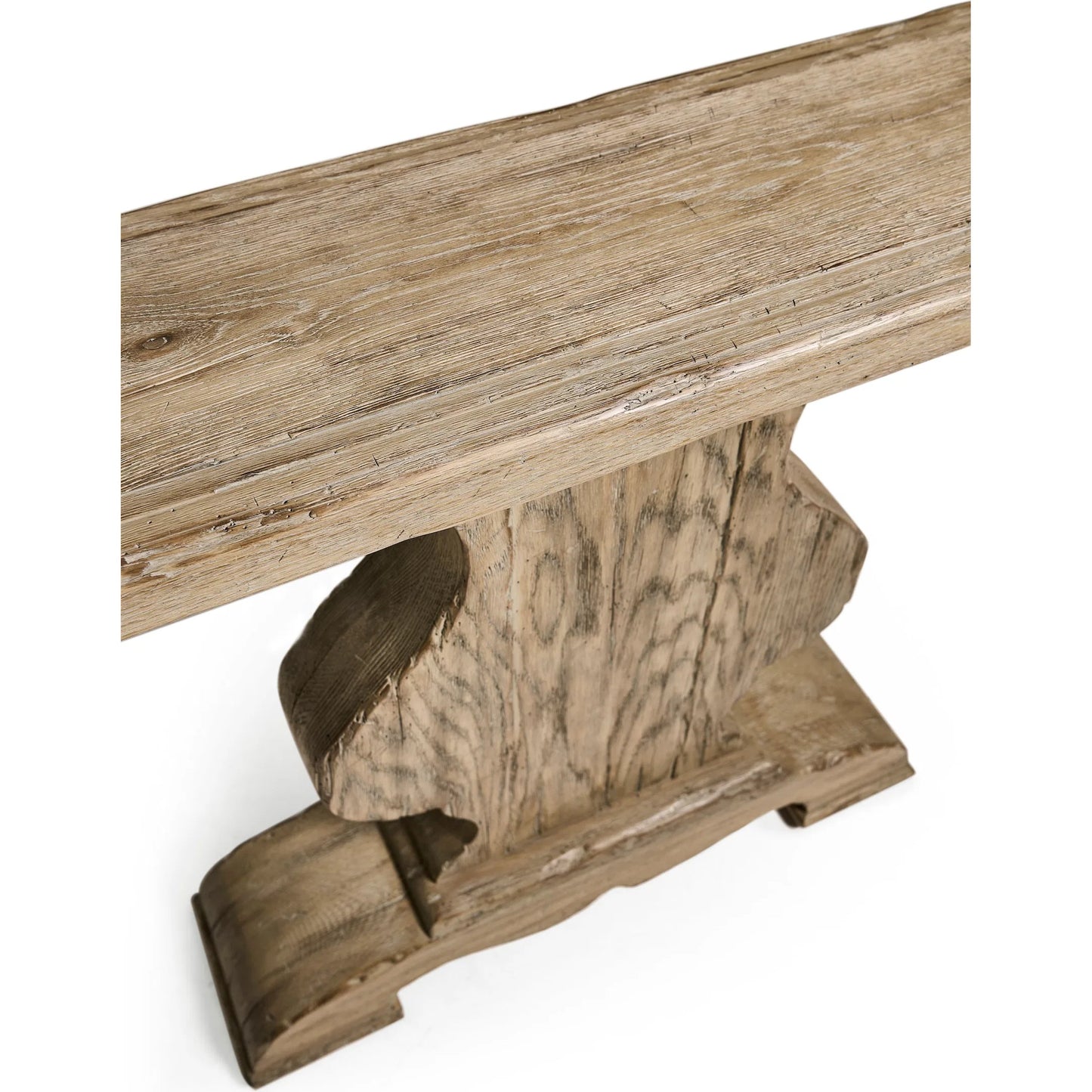 006 SI-2535739 | Closeup | Sagehill Pedestal Console Table by Jonathan Charles in timberon grey oak. Made from main oak veneer in a unique style.