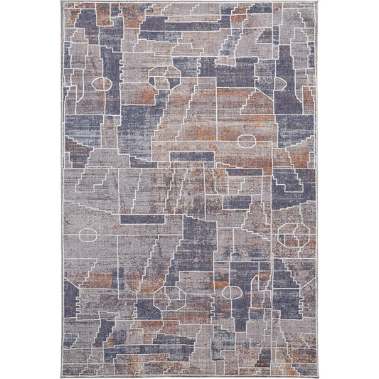 Francisco Transitional Rug - 39D4F by Feizy in blue, gray, orange. Made from unique in a unique style.