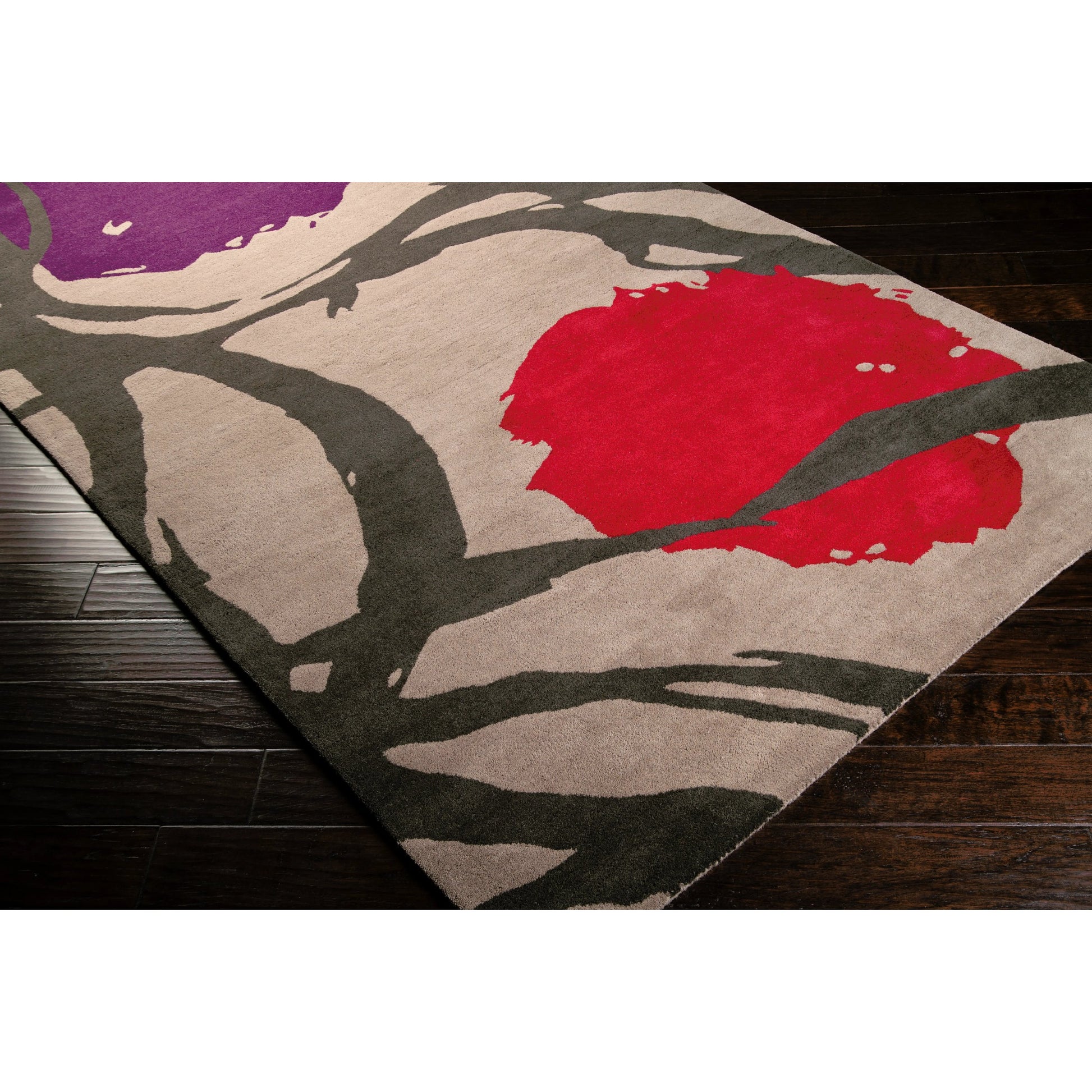 Harlequin Rug - 538 by Surya in gray, charcoal, burgandy, plum. Made from 100% new zealand wool in a unique style.